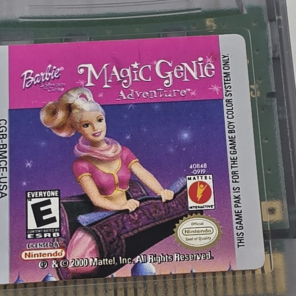 2 Nintendo Game Boy Color Cartridges ~ Barbie Pet Rescue & Magic Genie Untested